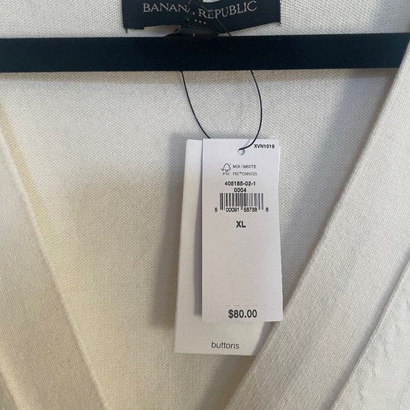 NWT Banana Republic V-Neck Cardigan XL Ivory - Picture 2 of 7